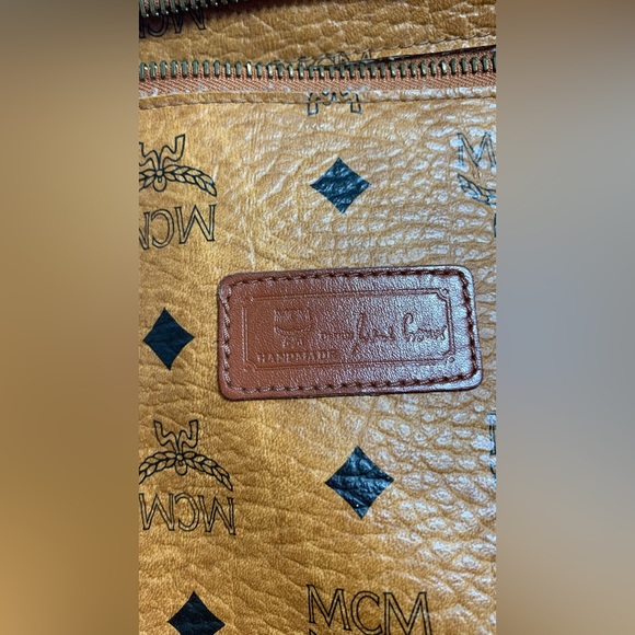 Genuine MCM Munchen cognac tan signature canvas and leather tote bag - Picture 12 of 16